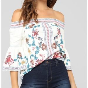 NWT Fashion Nova Floral off the Shoulder Top